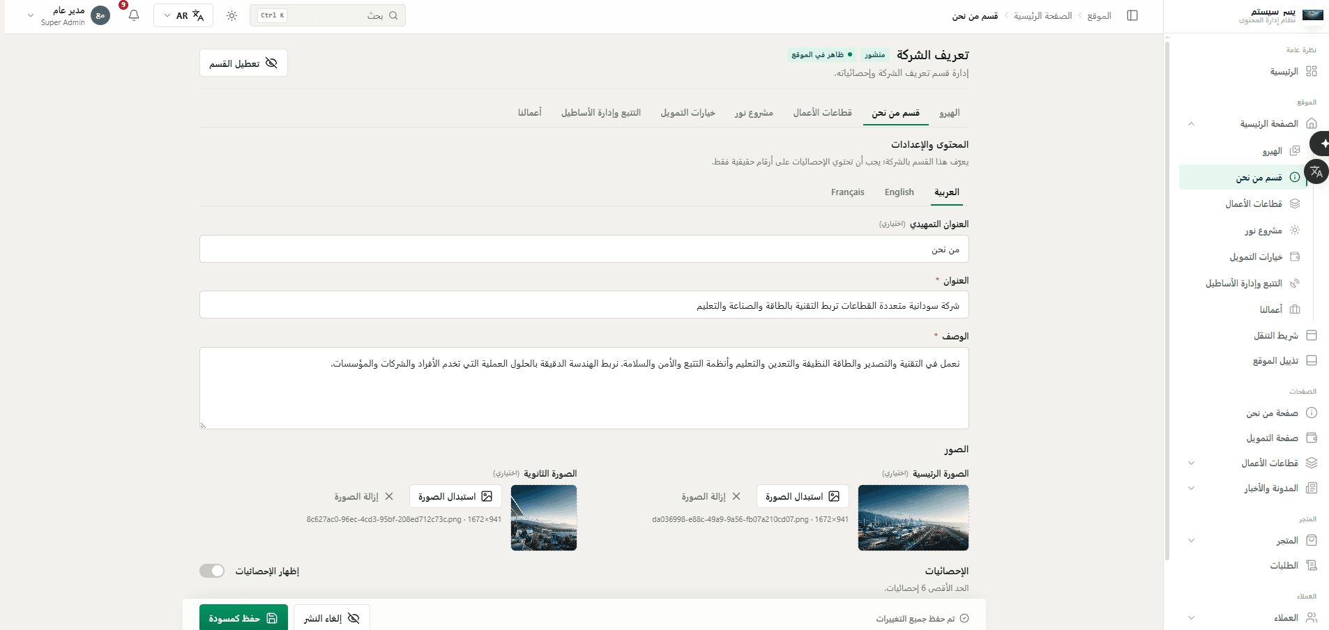 Company profile section