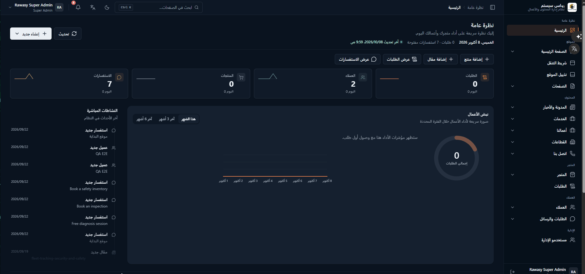 لقطة 1 من رواسي — Backend و CMS لمنصة أعمال متعددة اللغات